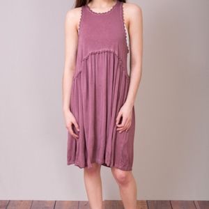 Pink boho drop waist dress size large